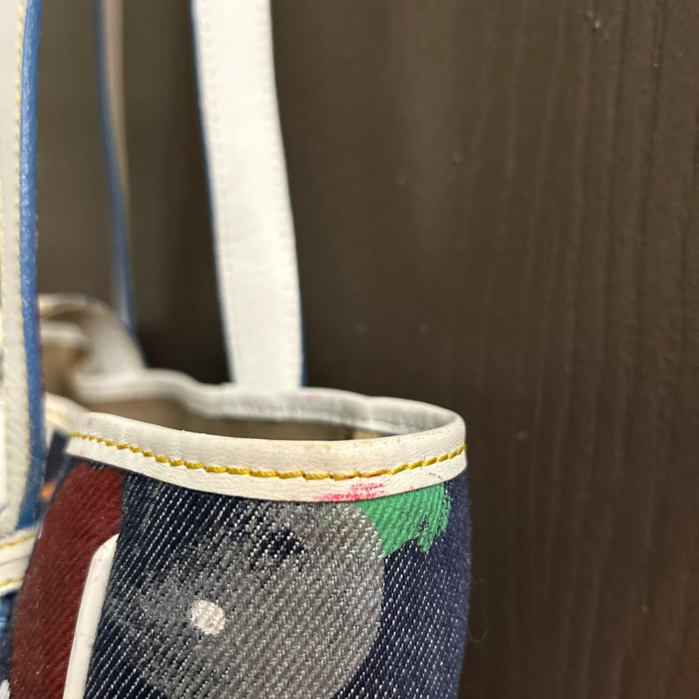 Dooney & Bourke Denim-Like Canvas Tote Bag w/ Paint Splat/Graffiti Pattern - Picture 9 of 16